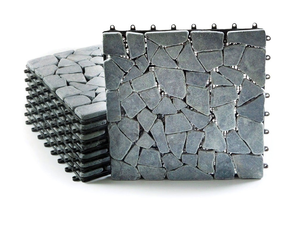Stone Serenity: Naturstein Klickfliese Grau 1m2
